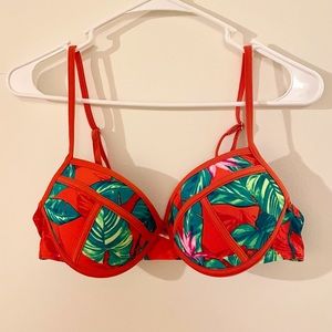 Tropical print bikini top